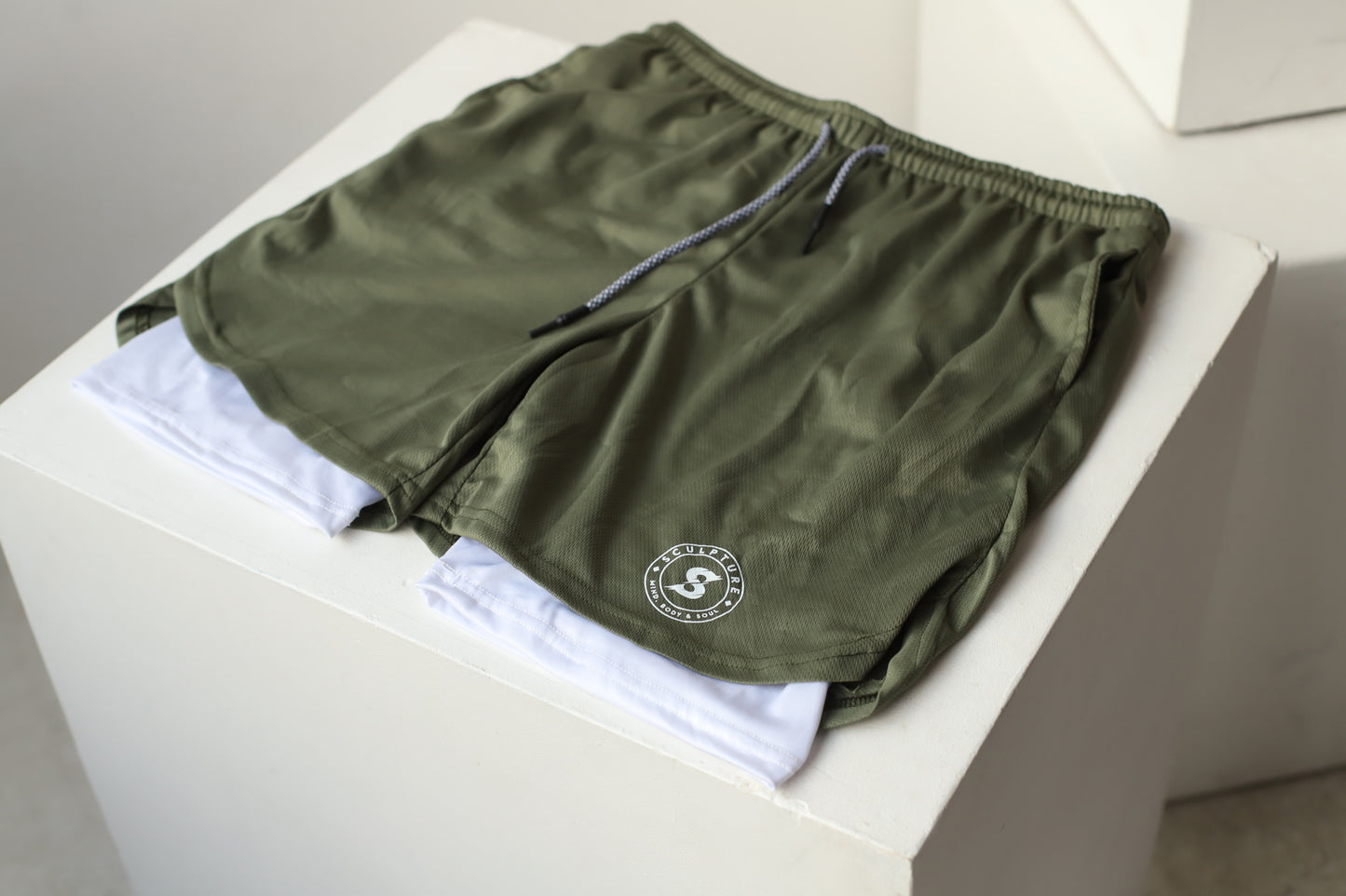 SA 2-Layer Khaki Green Shorts