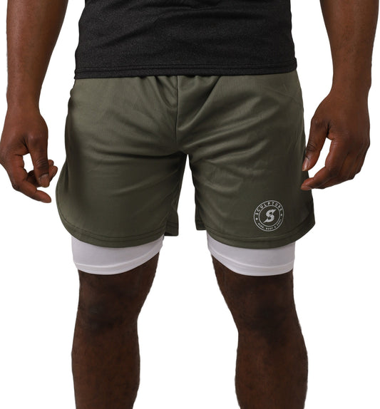 SA 2-Layer Khaki Green Shorts